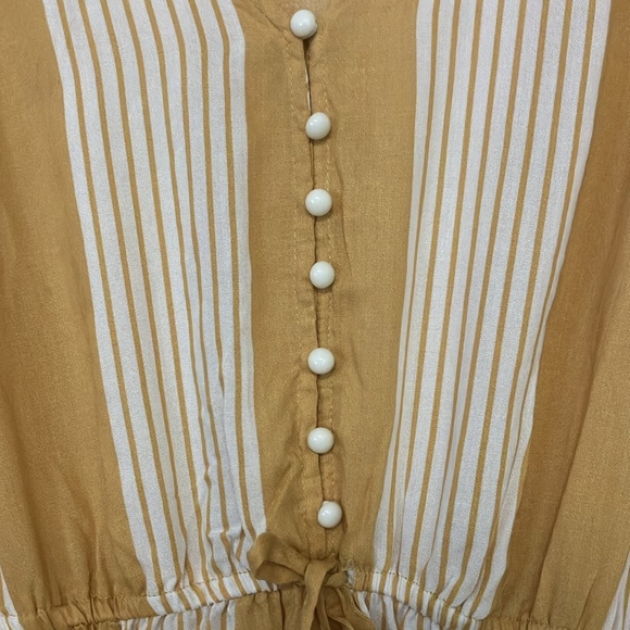Light weight maxi dress. New, no tags. Light gold/yellow stripes. Bell sleeves. - Picture 3 of 6